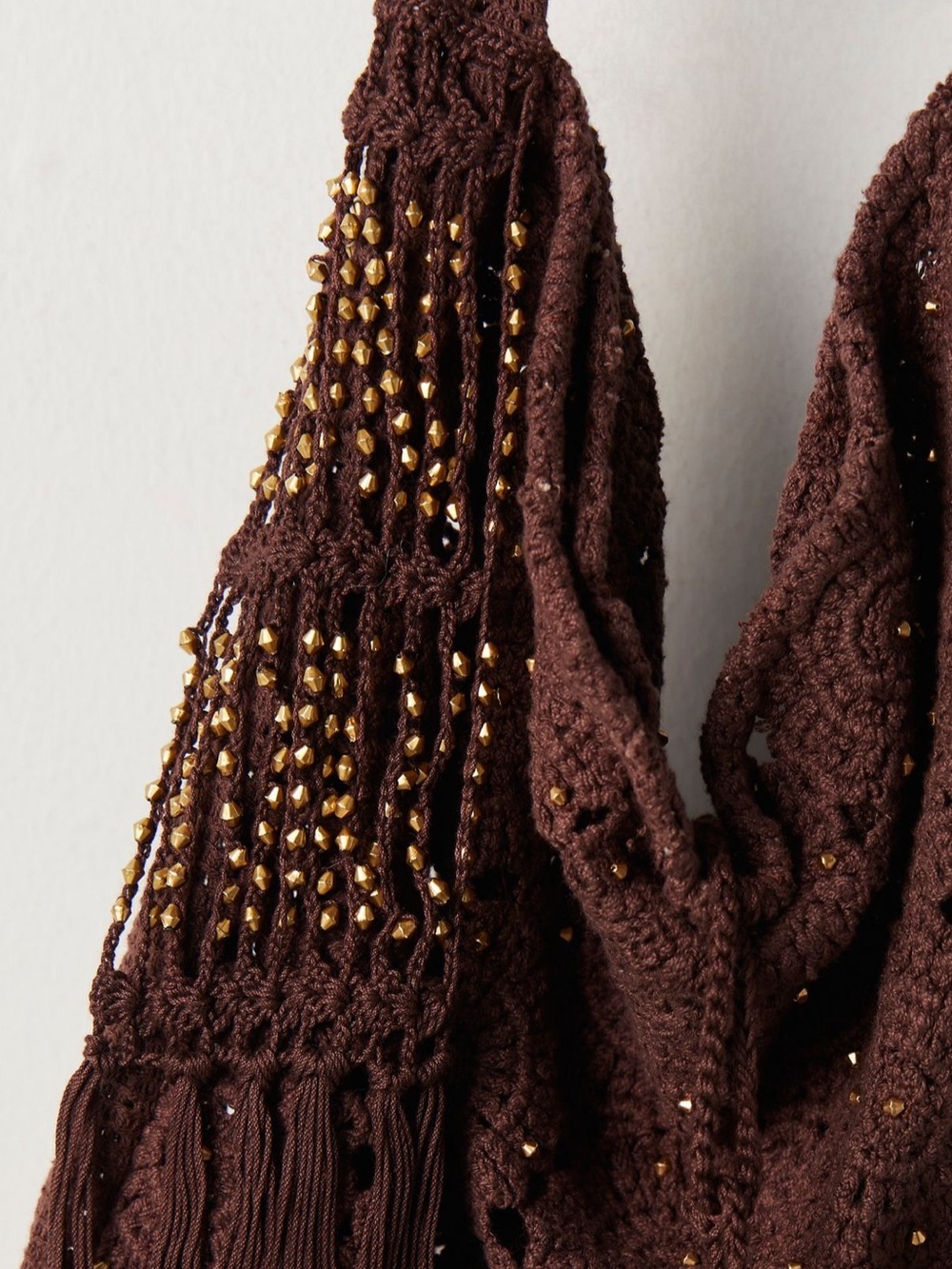 Free people sunrise to sunset crochet tote brown gold shoulder bag purse NWT - Picture 3 of 7